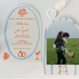 Convites Hand Drawn Whimsical Arched Unique Photo Wedding