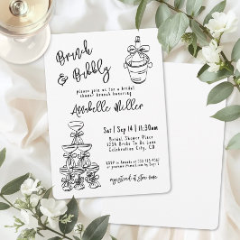 Convites Hand Drawn Whimsical Bridal Shower