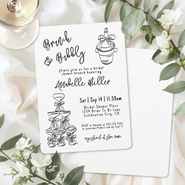 Convites Hand Drawn Whimsical Bridal Shower (Hand Drawn Whimsical Bridal Shower Invitation)
