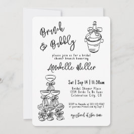 Convites Hand Drawn Whimsical Bridal Shower