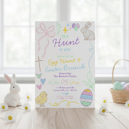 Convites Hand Drawn Whimsical Doodles Easter Party