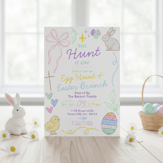 Convites Hand Drawn Whimsical Doodles Easter Party