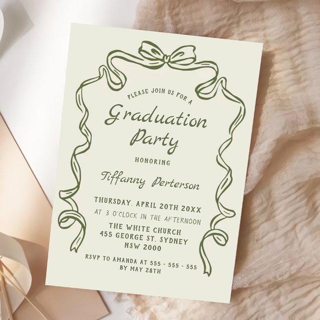 Convites Hand Drawn Whimsical Ribbon graduation (Criador carregado)
