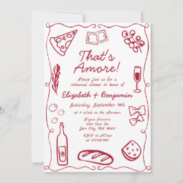 Convites Hand Drawn Wine Red Retro Italian Rehearsal Dinner