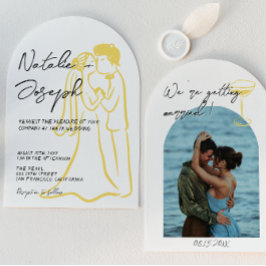 Convites Hand Drawn Written Summer Arched Photo Wedding