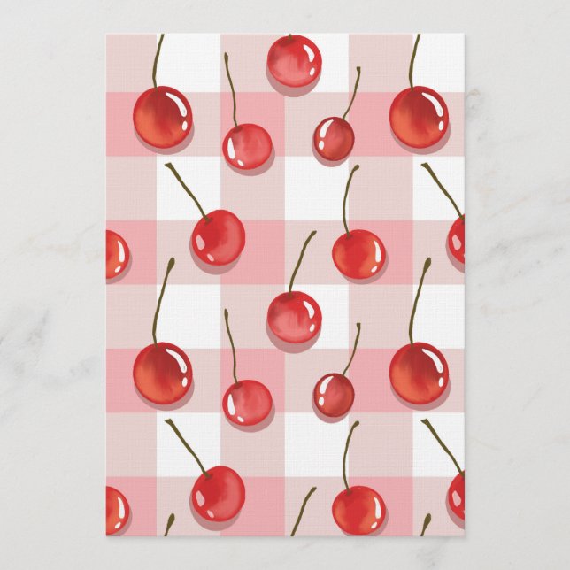 Convites Hand-Painted Red Cherries Seamless Pattern (Frente)