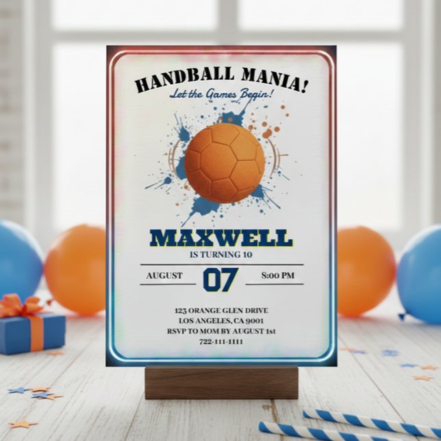 Convites Handball Mania Birthday Invitation (Criador carregado)