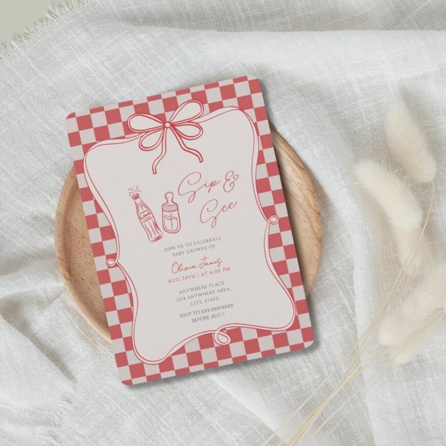 Convites Handrawn, Sip and see baby shower (Criador carregado)