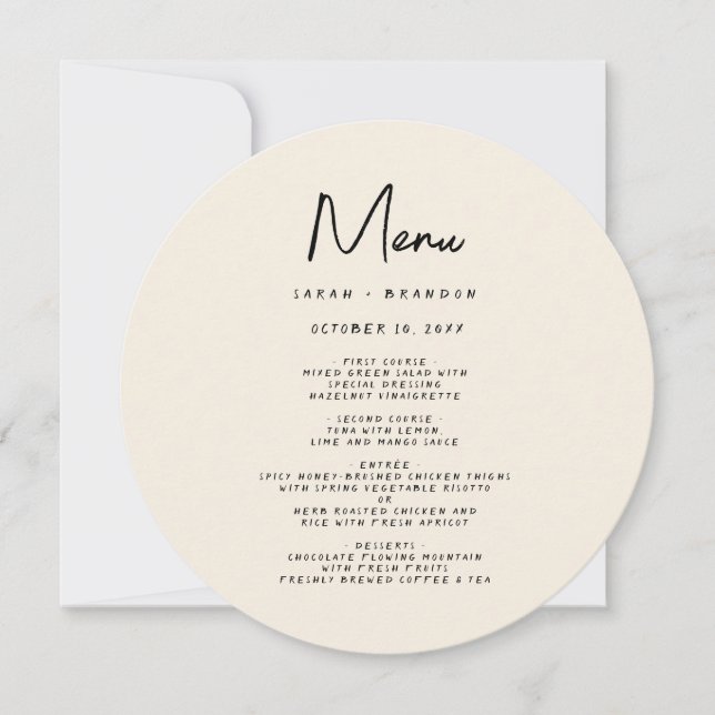 Convites Handwriting Typography Retro Wedding Menu (Frente)