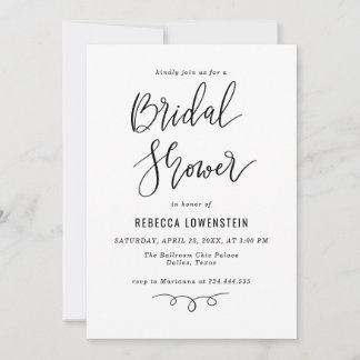 Convites Handwritten Bridal Shower Script Modern