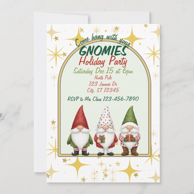 Convites Hang with your Gnomies Holiday Party Invitation (Frente)