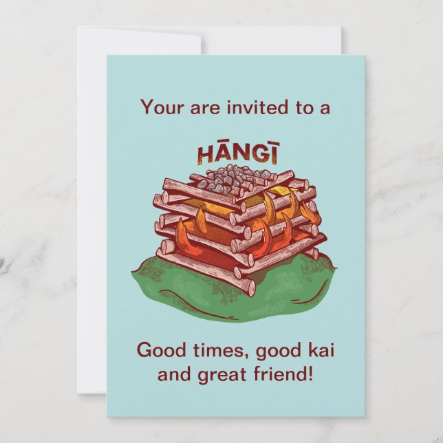 Convites Hangi Maori Comida Kai (Frente)