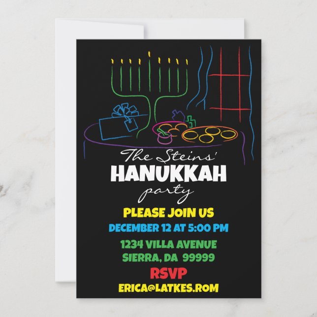 Convites Hanukkah Feastable of Light (Frente)