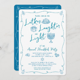 Convites Hanukkah Latke Laughter Light Whimsical Fun Doodle