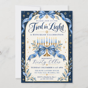 Convites Hanukkah Ligado em Luz
