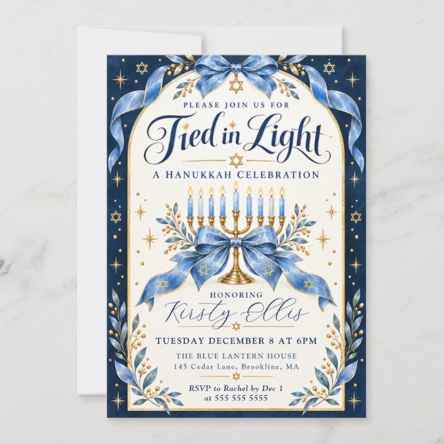 Convites Hanukkah Ligado em Luz (Frente)