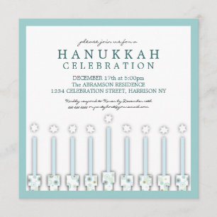 Convites Hanukkah Menorah com Velas na Bolinhas