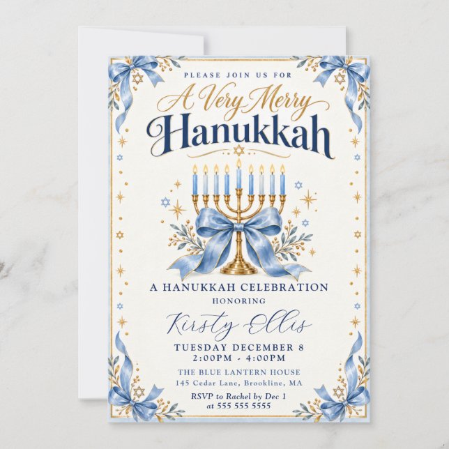 Convites Hanukkah Muito Alegre (Frente)