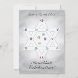Convites Hanukkah Star e Snowflakes Celebram Prata