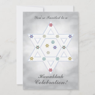 Convites Hanukkah Star e Snowflakes Celebram Prata
