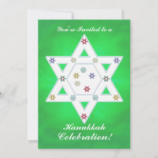 Convites Hanukkah Star e Snowflakes Celebram Verde
