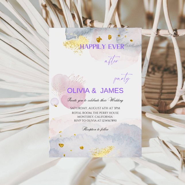 Convites Happily Ever After abstract color Wedding Party (Criador carregado)