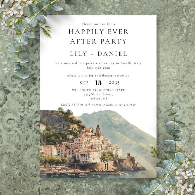 Convites Happily Ever After Amalfi Italy Wedding (Happily Ever After Amalfi Italy Wedding Invitation)