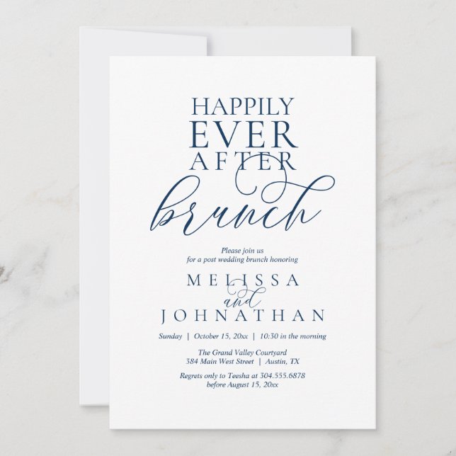 Convites Happily Ever After Brunch, Modern Classy Wedding (Frente)