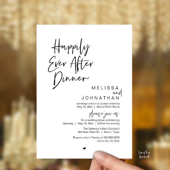 Convites Happily Ever After Dinner Modern Wedding Party (Happily Ever After Dinner Modern Wedding Reception Party Invitation Card Black White)