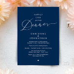 Convites Happily Ever After Dinner Modern Wedding Reception<br><div class="desc">Mark the beginning of your forever with elegance using our contemporary navy blue theme wedding elopement Reception celebration invitation card, "Happily Ever After Dinner". Perfect for couples extending their joyous occasion, this invitation exudes sophistication with a hint of playfulness, setting the stage for a memorable event. Adorned with a timeless...</div>