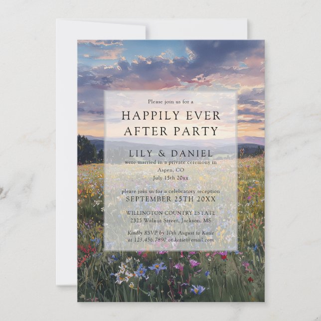 Convites Happily Ever After Floral Wildflower Wedding (Frente)