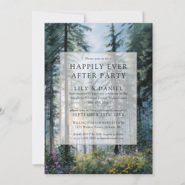 Convites Happily Ever After Forest Wildflowers Wedding (Frente)