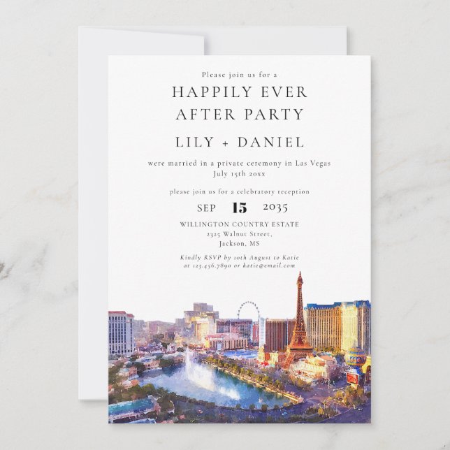 Convites Happily Ever After Las Vegas Wedding (Frente)