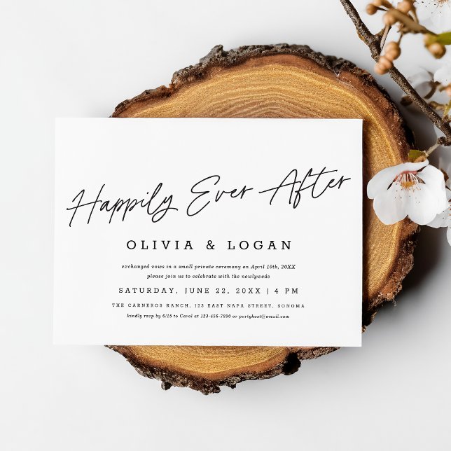 Convites Happily Ever After Modern Script Wedding Elopement (Criador carregado)
