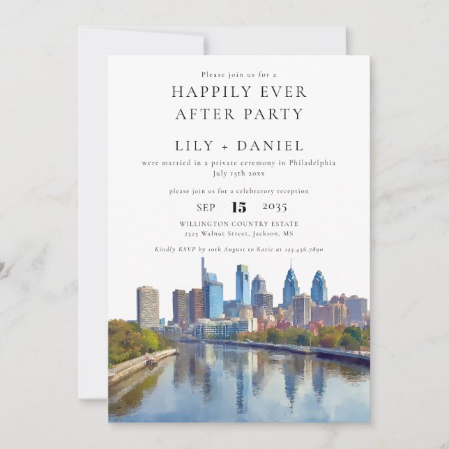 Convites Happily Ever After Philadelphia Wedding (Frente)
