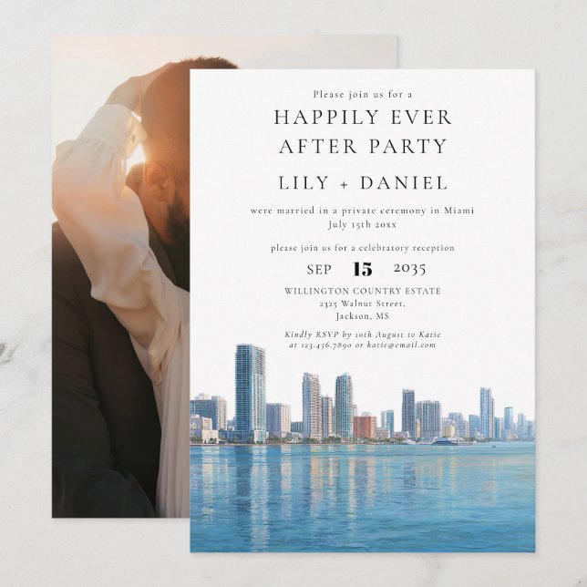 Convites Happily Ever After Photo Miami Wedding (Frente/Verso)
