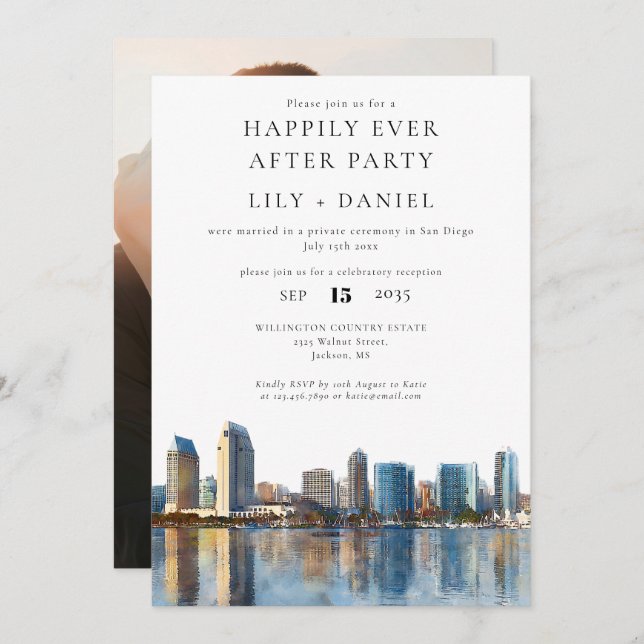 Convites Happily Ever After Photo San Diego Wedding (Frente/Verso)