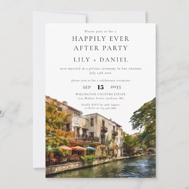 Convites Happily Ever After San Antonio Wedding (Frente)