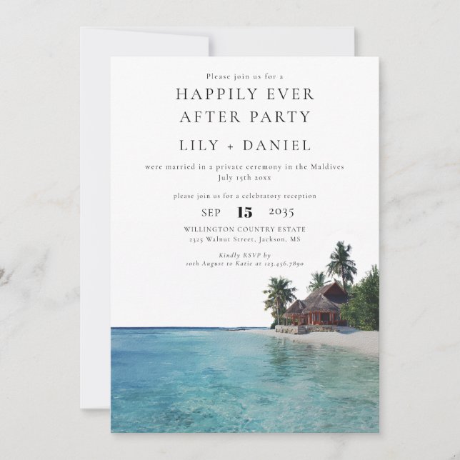 Convites Happily Ever After Tropical Beach Wedding (Frente)