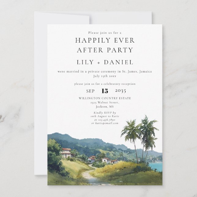 Convites Happily Ever After Tropical Caribbean Wedding (Frente)