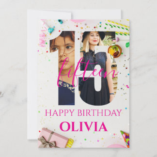 Convites happy 15th Birthday Personalized card