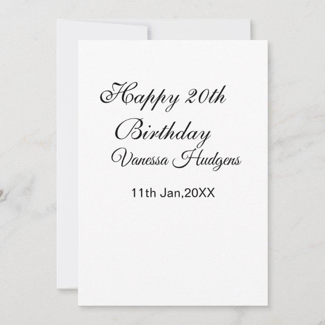 Convites Happy 20th birthday name date simple minimal  (Frente)