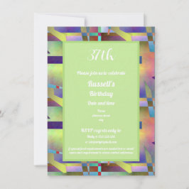 Convites Happy Birthday Adult Any Age Abstract Pattern