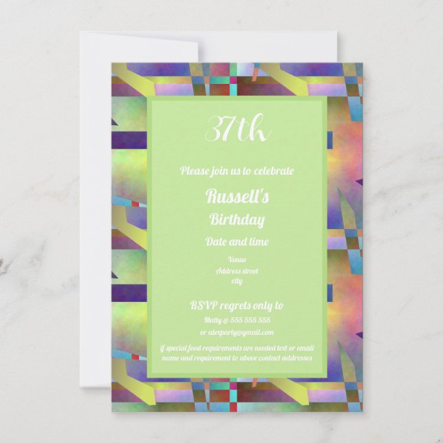 Convites Happy Birthday Adult Any Age Abstract Pattern (Frente)