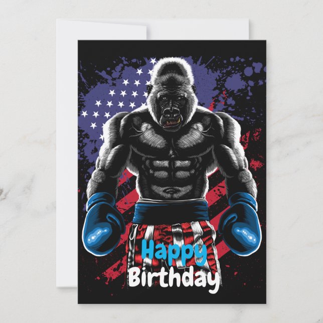Convites Happy Birthday boxer gorilla (Frente)