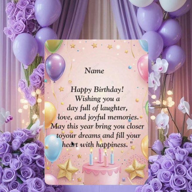 Convites  Happy Birthday Card - Joyful Wishes, Balloons & C (Criador carregado)