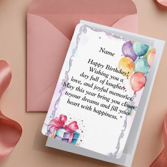 Convites  Happy Birthday Card - Joyful Wishes, Balloons & C (Criador carregado)