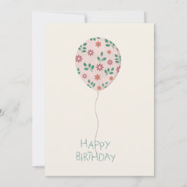 Convites Happy Birthday Card with handpainted Ballon