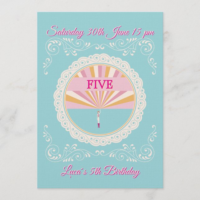 Convites Happy Birthday Fun Invitation Card, Blue RSVP (Frente)