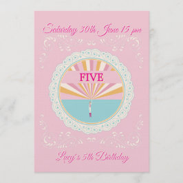 Convites Happy Birthday Fun Invitation Card, Pink RSVP
